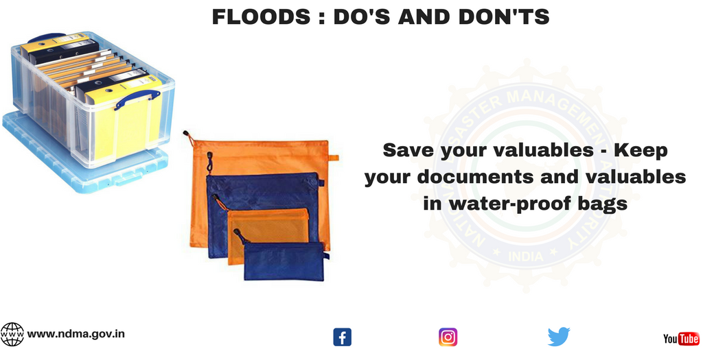 Save your valuables - keep your documents and valuables in water-proof bags